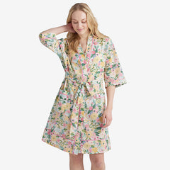 Printed Voile Women's Kimono Robe - Garden Party, XL/XXL