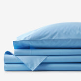 Classic Cool Organic Cotton Percale Solid Bed Sheet Set - Ocean Blue, Twin XL
