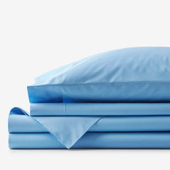 Classic Cool Organic Cotton Percale Solid Bed Sheet Set - Ocean Blue, Twin