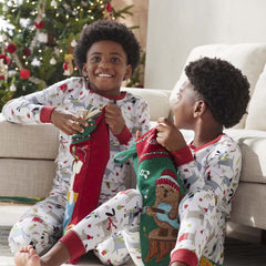 Family Printed Peruvian Cotton Kid's Pajama Set - Holiday Paws, 12