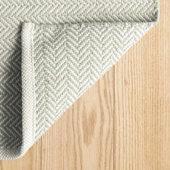 Herringbone Handwoven Cotton Rug - Ocean Green, 4' x 6'