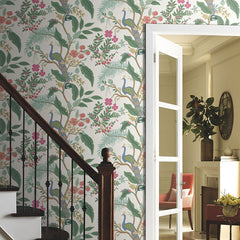 Peacock Traditional Wallpaper - Periwinkle, Swatch