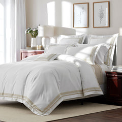 Double Border Premium Smooth Supima® Cotton Wrinkle-Free Sateen Duvet Cover - Ivory, Twin/Twin XL