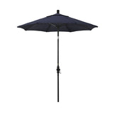 Round Outdoor Patio Umbrella, Fiberglass with Twist Tilt - Black Finish, Navy, 7.5'