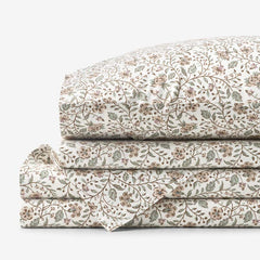 Garden Patch Floral Garment Washed Cotton Percale Bed Sheet Set - Multi, Queen