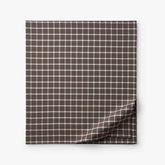 Classic Stripes and Plaids Cool Yarn-Dyed Cotton Percale Flat Bed Sheet - Windowpane Brown, Full