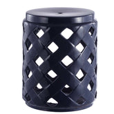 Ceramic Trellis Side Table - Navy