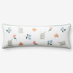 Dahlia Decorative Lumbar Pillow Cover - White Multi
