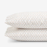 Feliciana Geo Garment Washed Cotton Percale Pillowcase Set - Clay, King