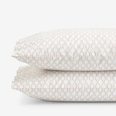 Feliciana Geo Garment Washed Cotton Percale Pillowcase Set - Clay, Standard