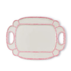 Faux Bamboo Border Melamine Platter - Light Pink