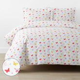 Ditsy Butterflies Classic Cool Organic Cotton Percale Duvet Cover Set - White Multi, Twin/Twin XL