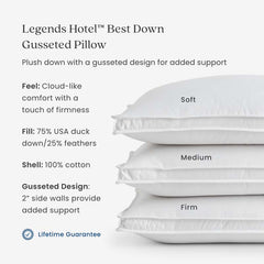 Best Down Gusseted Premium Pillow - Gusseted, Medium, King