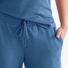 Pima Cotton Women's Cropped Pajama Set - Blue Denim, M