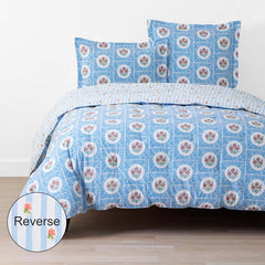 Blossoms and Stripes Classic Cool Cotton Percale Reversible Comforter - Blossom Veil, Full/Queen