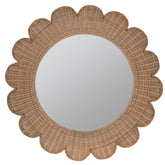 Round Scalloped Rattan Wall Mirror - Natural