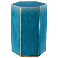 Ceramic Hexagon Side Table - Teal