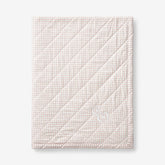 Ditsy Gingham Classic Cool Organic Cotton Percale Quilted Reversible Sherpa Stroller Blanket - Pink