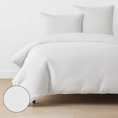 Mini Waffle Duvet Cover - White, Full/Queen