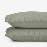 Premium Breathable Washed Linen Solid Pillowcase Set - Moss Green, Standard