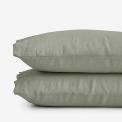 Premium Breathable Washed Linen Solid Pillowcase Set - Moss Green, Standard