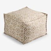 Indoor/Outdoor Pouf - Textured Fretwork Sand, Medium