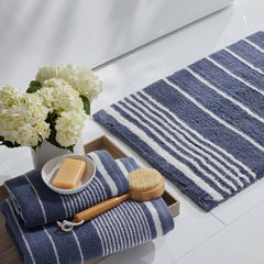 Plush Spa Stripe Bath Towel - Light Indigo