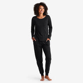 Pima Cotton Women's Jogger Pants Pajama Set - Black, L