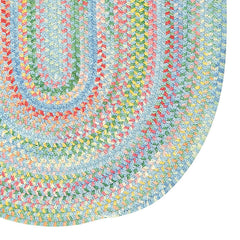 Garden Stripe Reversible Braided Cotton Rug - Blue, 5' x 8' Oval