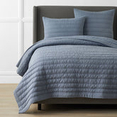 Premium Breathable Washed Linen Solid Quilt - Blue Stone, Twin/Twin XL