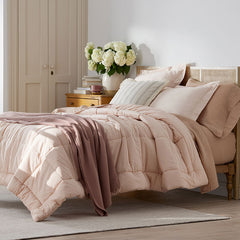 Classic Cool Cotton Percale Comforter - Peach Nectar, Full