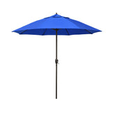 Round Outdoor Patio Umbrella, Aluminum with Auto Tilt Crank - Bronze Finish, Pacific Blue, 7.5'