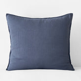 Premium Breathable Washed Linen Solid Sham - Denim Blue, Euro