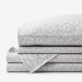 Jacquard Leaf Yarn-Dyed Premium Smooth Supima® Cotton Wrinkle-Free Sateen Bed Sheet Set - Light Gray, Twin