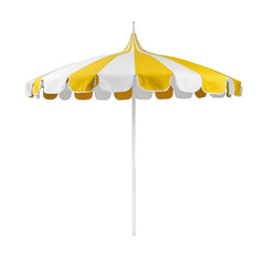 Round Two-Tone Pagoda Outdoor Patio Umbrella, Fiberglass with Push Lift - Sunflower, 8.5'