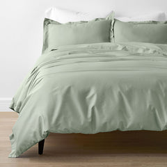 Classic Smooth Rayon Made From Bamboo Sateen Bed Duvet Cover - Tarragon, Full/Queen