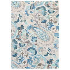 Ines Hand Hooked Wool Rug - Blue, 3' x 5'