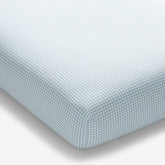 Ditsy Gingham Classic Cool Organic Cotton Percale Fitted Crib Sheet - Blue