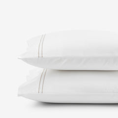 Dorset Stripe Luxe Smooth Egyptian Cotton Sateen Pillowcase Set - Taupe, King
