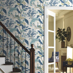 Peacock Traditional Wallpaper - Blue, Swatch