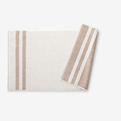 Mirage Aegean Cotton Reversible Stripe Bath Mat - Ecru, 20 in. x 36 in.