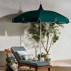 Round Solid Pagoda Outdoor Patio Umbrella, Fiberglass with Push Lift - Forest Green, 8.5'