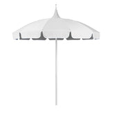 Round Solid Pagoda Outdoor Patio Umbrella, Fiberglass with Push Lift - Natural, 8.5'