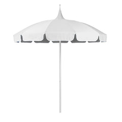 Round Solid Pagoda Outdoor Patio Umbrella, Fiberglass with Push Lift - Natural, 8.5'