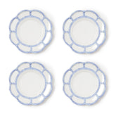 Faux Bamboo Border Melamine Salad Plates, Set of 4 - Light Blue