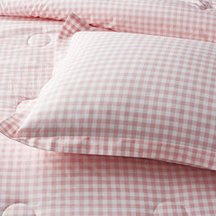 Gingham Classic Cool Organic Cotton Percale Duvet Cover Set - Petal Pink, Full