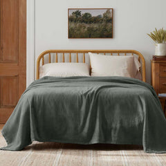 Cotton/Acrylic Fleece Blanket - Olive, Full/Queen