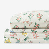 Hawthorne Classic Cool Percale Bed Sheet Set - Ivory Multi, Queen