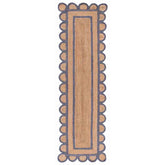 Scallop Border Handwoven Jute Rug - Blue, 2' 3" x 8' Runner