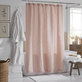 Premium Breathable Washed Linen Solid Shower Curtain - Rose Smoke